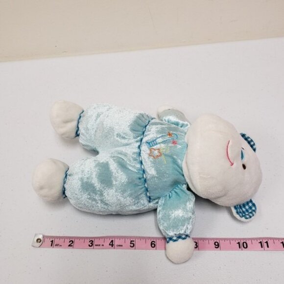 Hugfun 11" Blue White Baseball Teddy Bear Baby Rattle Stuffed Animal Plush - Picture 5 of 6